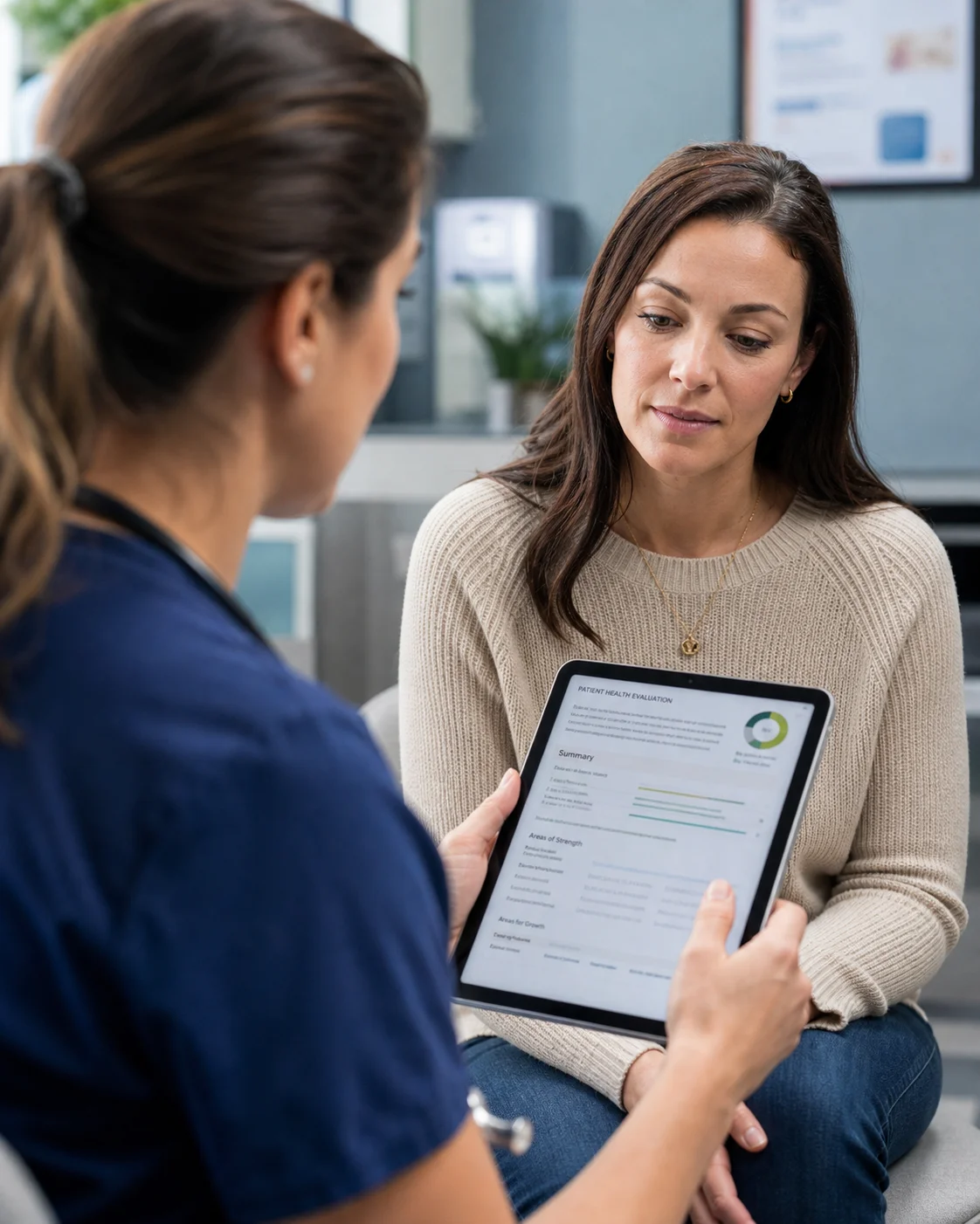 Provider consulting with a patient